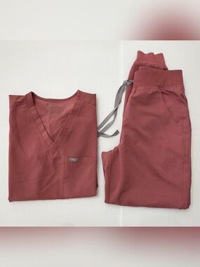 Figs Mauve Scrub Set - High Waisted Zamora Jogger and Catarina Top - S